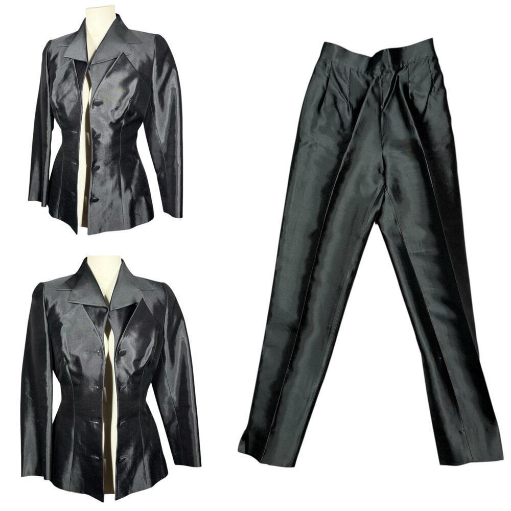 Petrovitch & Robinson Vintage Black Couture Cut Pantsuit Size 2